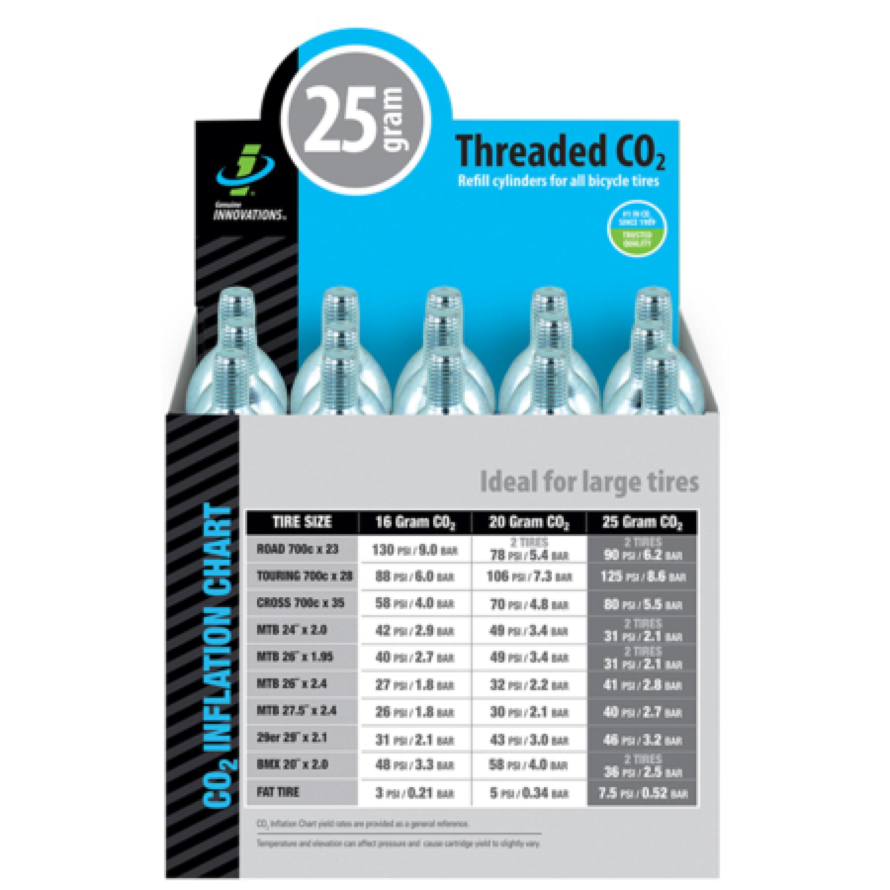 Cartucce di Co2 Innovations Cartridge 25 grams threaded 15 pieces