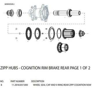 Corpo ruota libera Zipp Seal Cap And V-Ring Rear Cognition Nsw