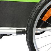 Rimorchio per bicicletta maxi passeggino coperto a 2 posti in alluminio con attacco all'asse delle ruote - fornito con ruota anteriore + maniglia per il freno - montaggio rapide senza attrezzi P2R 36 Kg