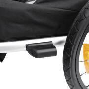 Rimorchio per bicicletta maxi passeggino in alluminio a 2 posti con attacco all'asse delle ruote - fornito con ruota anteriore e maniglia per il freno - ripiegabile senza attrezzi P2R 36 Kg